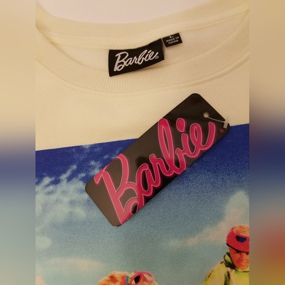 NWT Barbie Ken Apres Ski Graphic Women's Sweatshirt Size  Large  Pale Yellow - Picture 9 of 10